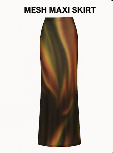 Earthtone PRINTED MESH MAXI SKIRT